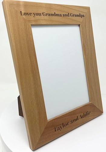 Miniatura 9 de Marco de fotos de madera de aliso natural para colgar o de mesa, para añadir texto personalizado (5 x 7 pulgadas, horizontal)