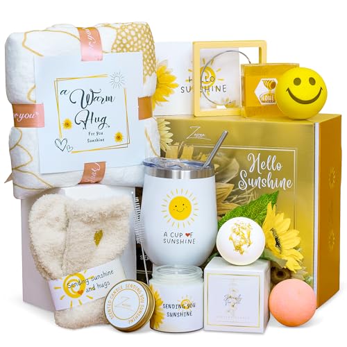 Zairaa Sunflower Gifts for Women –Get Well Soon Gift Basket 11pcs, Self Care Package with Accessories, Jewelry – Unique Relaxation Gifts for Adults, Mom, Friend, Sister – Birthday Gift Box Zairaa Sunflower Gifts for Women –Get Well Soon Gift Basket 11pcs, Self Care Package with Accessories, Jewelry – Unique Relaxation Gifts for Adults, Mom, Friend, Sister – Birthday Gift Box