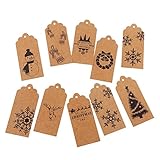 DECORA Pack of 120 Brown Christmas Tags Christmas Brown Labels and 195 Feet Twine- 10 Different...
