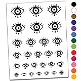 Three Tears Evil Eye Nazar Charm Temporary Tattoo Water Resistant Fake Body Art Set Collection - Black (One Sheet)