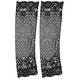 Warmhm Manchons en Dentelle Noirs pour Femmes Manches sans Doigts Montantes au-Dessus du Coude pour Protection du Bras aux Occasions Formelles et Loisirs