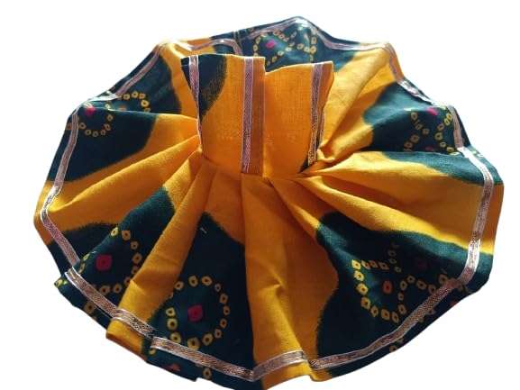 Laddu Gopal Dress Poshak Yellow and Green Bandhani | Festive Wear, Bandhani Print-image-35