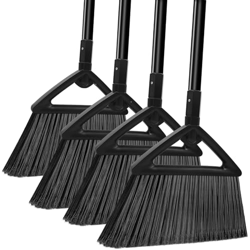 PUTNATRUE Robuster Besen – verbesserter Winkelbesen mit längerem Griff, 4 Packungen Haus-/Gewerbebesen, Indoor-/Outdoor-Besen für Garage, Restaurant, Küche, Zimmer und Hof