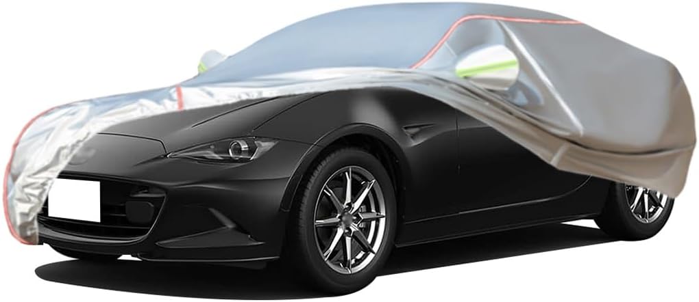 WOLWES Car Covers Are Suitable For Mazda MX-5 Miata RF 2017-2023 All-weather Windproof, Snowproof, Rainproof, UV-protected And Breathable All-season Universal With Side Door Zip Oxford Cloth Car Cover