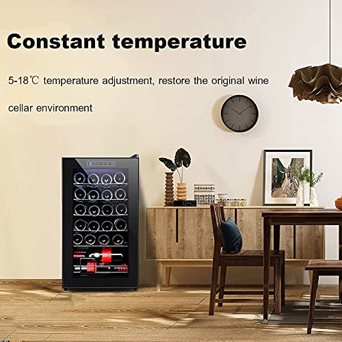 DINGYXIN Unabhängiger Weinkühler, thermostatischer elektronischer Weinschrank für 24 Flaschen, Weinkeller aus Edelstahl mit Glastür, digitaler Touchscreen-Steuerung und LED-Leucht