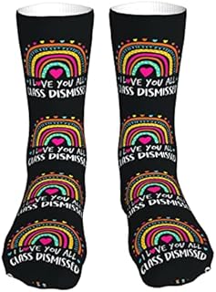 883 Compression Socks I Love You All Class Dismissed Teacher Last Day Of School Crew Socks Comfort Calf Socks Non Slip Sports Socks For Walking Jogging Hiking 40cm