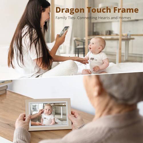 Image of Dragon Touch Digital Picture Frame WiFi 10 inch IPS Touch Screen Digital Photo Frame Display, 32GB Storage, Auto-Rotate, Share Photos via App, Email, Cloud, Classic 10 Brown