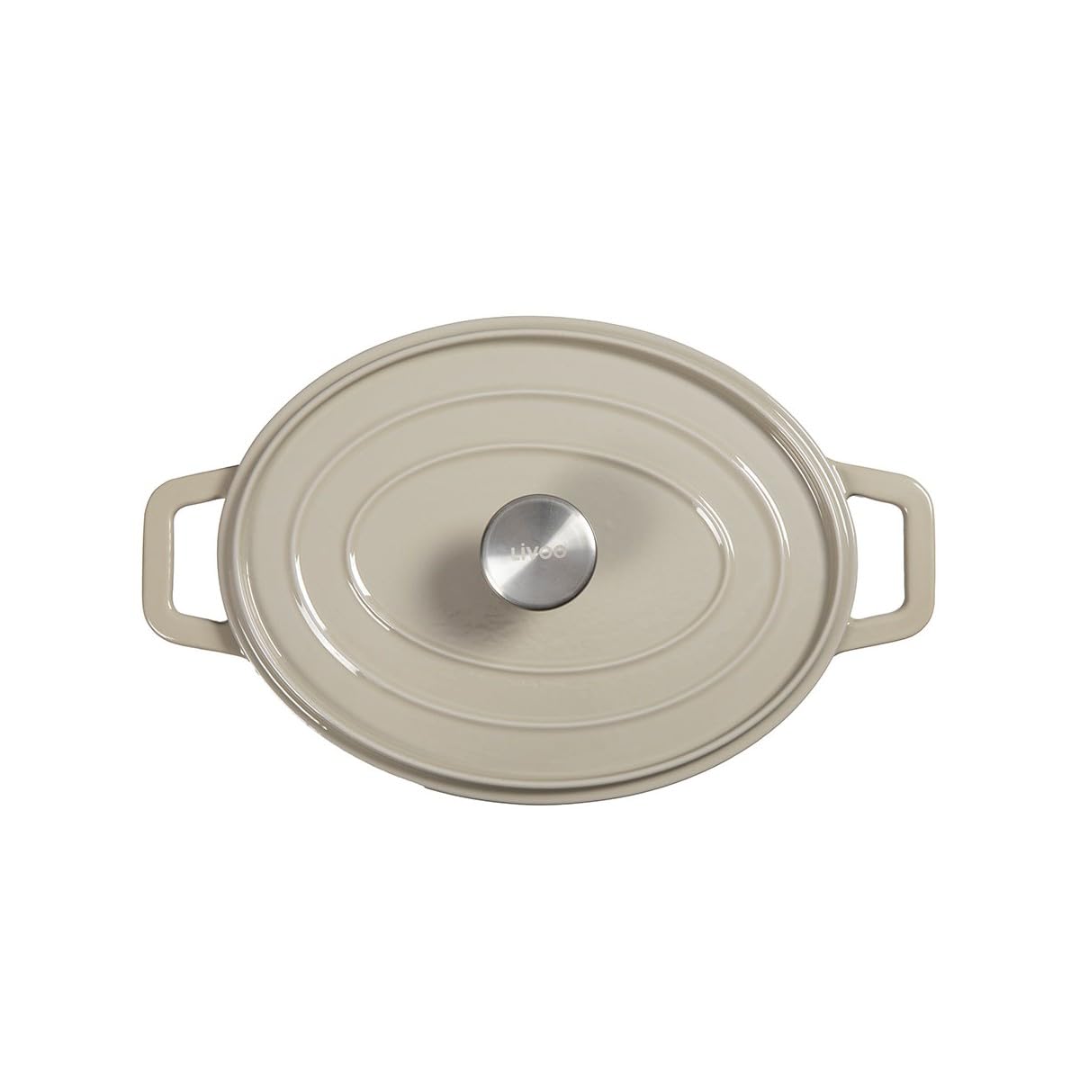 Livoo - Olla ovalada de hierro fundido MEP129G - 4,5L, tapa con picot, 29 x 22 cm, 5,5 kg