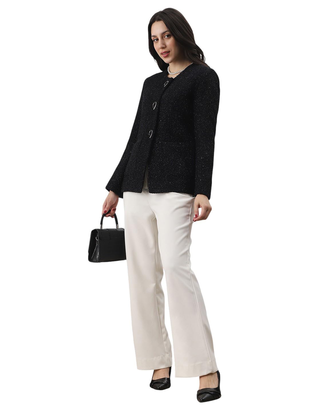 globus Women Texture Self Design Round Neck Long Sleeve 2 Side Pocket Tailored Fit Winterwear Overcoat-picture-38