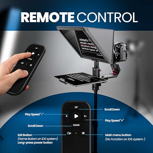 Image of AIWaft ALWT12XS 12.9 inch All-Metal Teleprompter with Bluetooth Remote & App Control | Compatible with iOS /Android App On iPad, Smartphone & DSLR | Foldable with Carry Case for Video Shooting