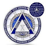 Sparkly Diamond 10 Year Sobriety Coin - 12 Steps Spin Triangle AA Coins - Clockwork Addiction Recovery AA Chips and Medallions - Celebrate 1-10 Prime Clean Alcoholics Anonymous Gifts for Men Women