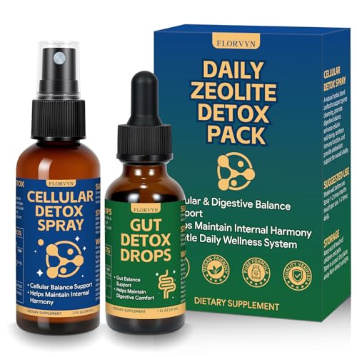 Florvyn Zeolite Detox Pack with Gut Drops & Cellular Spray Dual-Formula Mineral & Botanical Support for Digestive Balance Overall Immune Health and Daily Internal Wellness