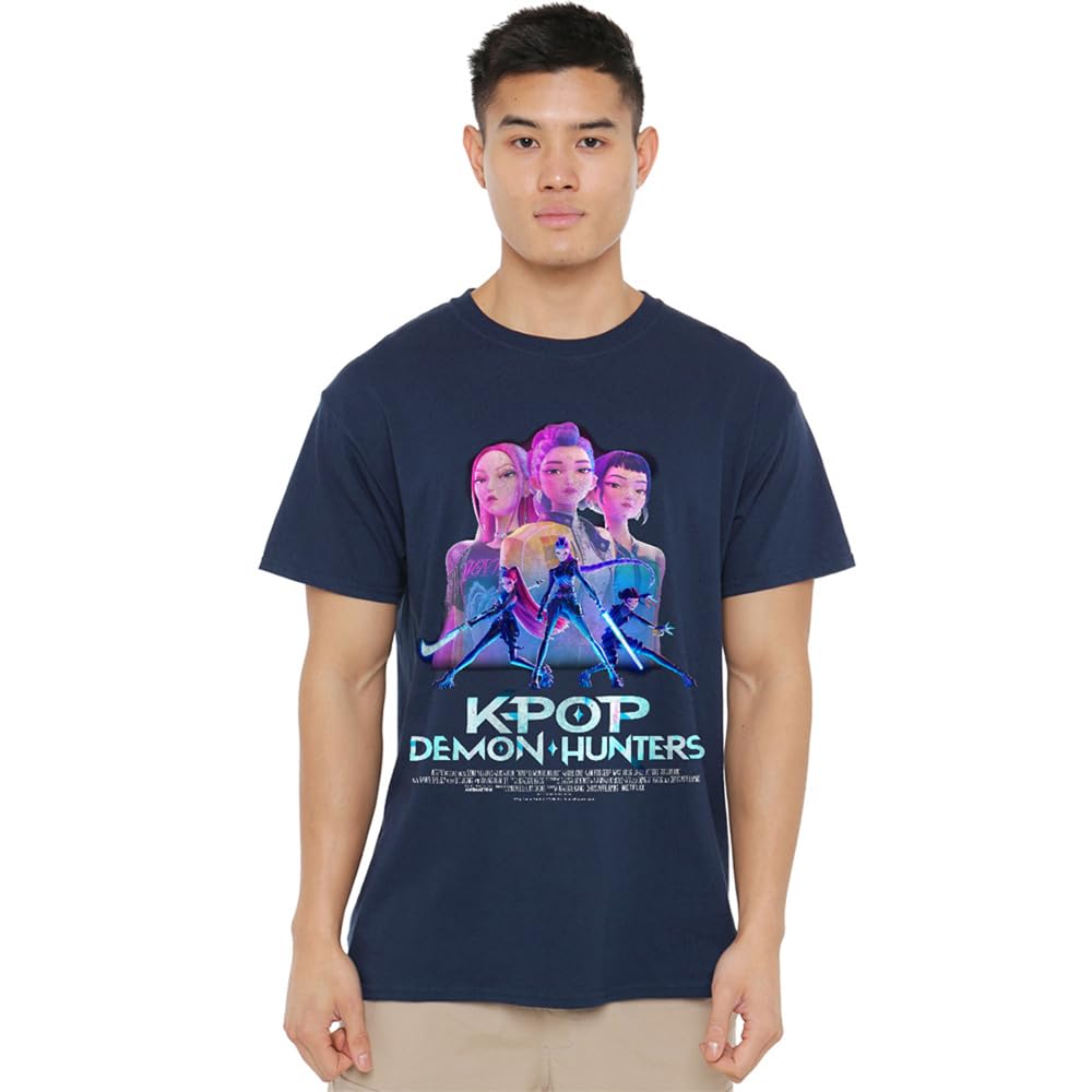 K-Pop Demon Hunters - Huntrix Huntr/X Billboard Poster Unisex T Shirt, Navy, XXXXX-Large
