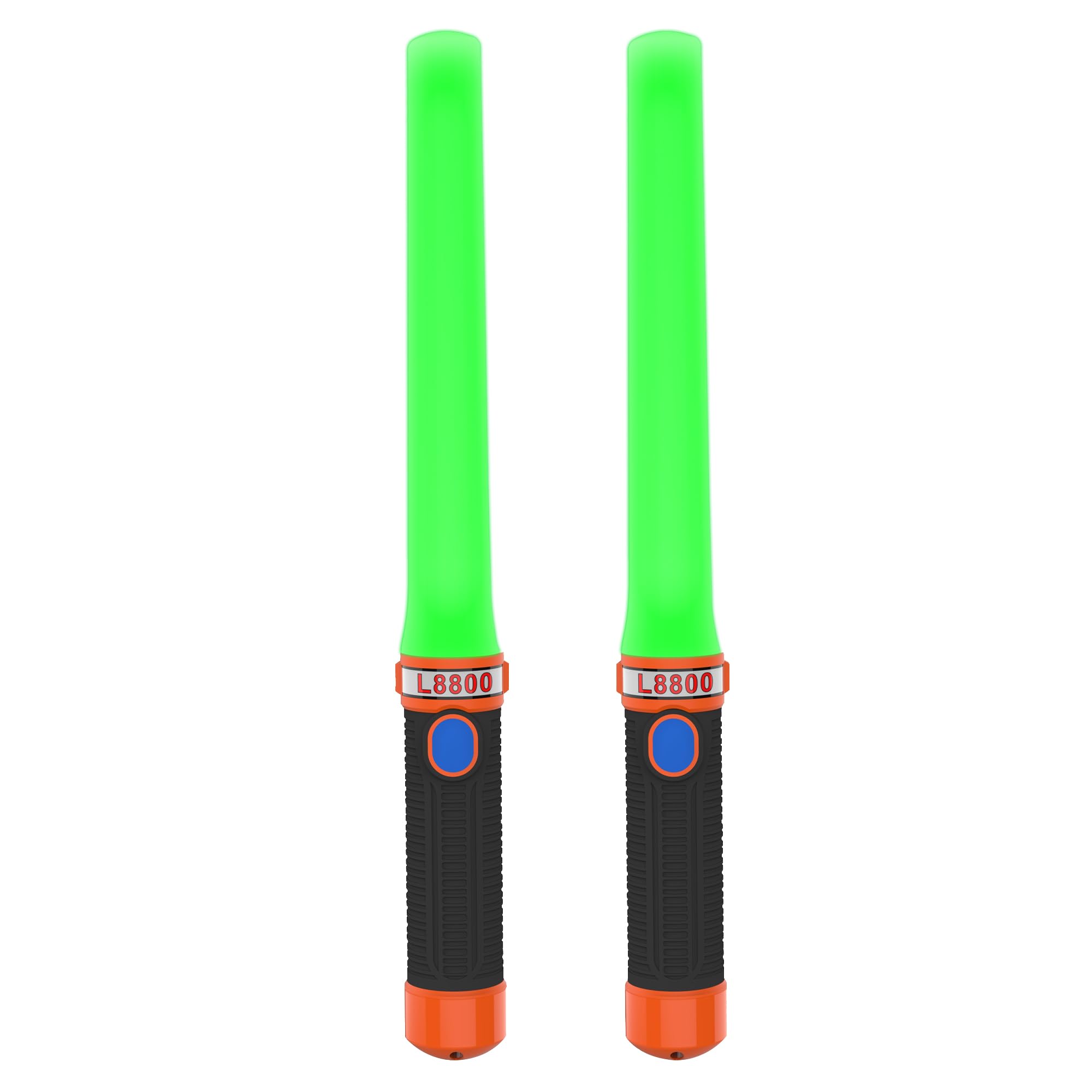 16 inch LED Traffic Control Batons, Signal Traffic Wand with 2pc C Dry-Cell Batteries(Not Include), Safety Air Marshaling Wand for Parking, Airport and Road Traffic Contol(GREEN-2PCS)