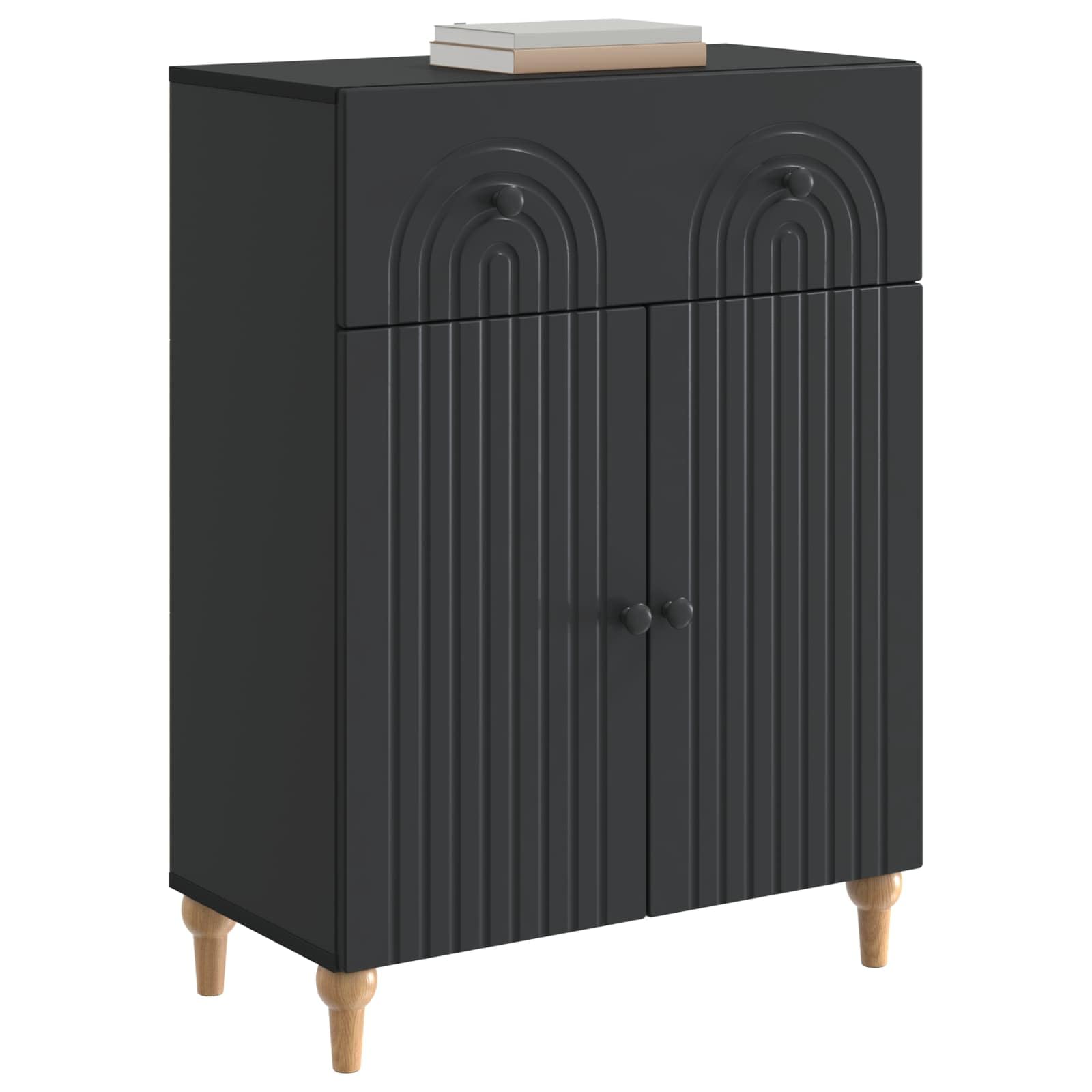 Credenza nera, 66 x 34,5 x 90 cm, comò con cassetto