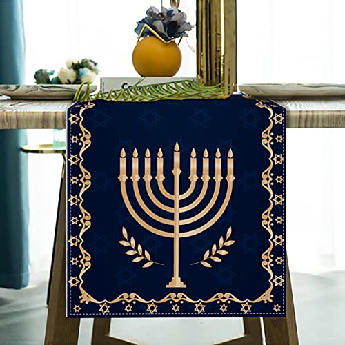 Vohado-Hanukkah-Table-Runner-Jewish-Chanukah-Festival-Day-Decoration-Kitchen-Dining-Room-Home-Decor Vohado Hanukkah Table Runner Jewish Chanukah Festival Day Decoration Kitchen Dining Room Home Decor