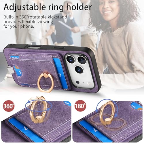 Coque antichoc iPhone 17 Pro violette avec bague de support - 5