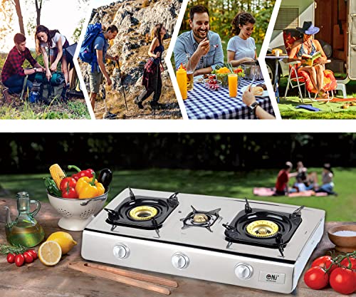 NJ NGB-300 Fornello a Gas Portatile - 3 Fuochi per Esterni Stufa GPL Campeggio - immagine 6