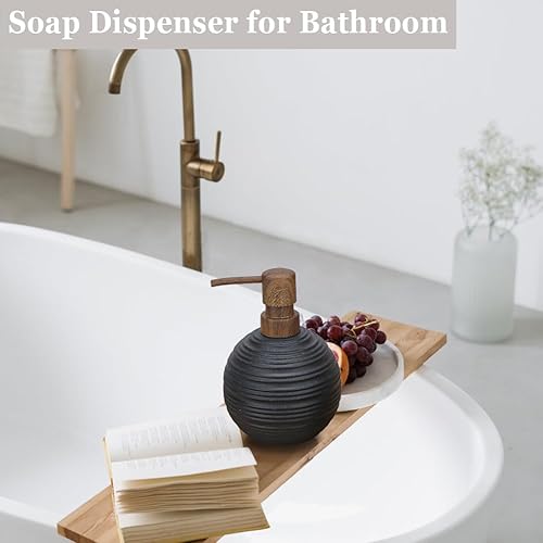 Miniatura 4 de 1 dispensador de jabón de manos, dispensador de jabón líquido de resina texturizada de arenisca para encimera de baño, dispensador de jabón pesado y