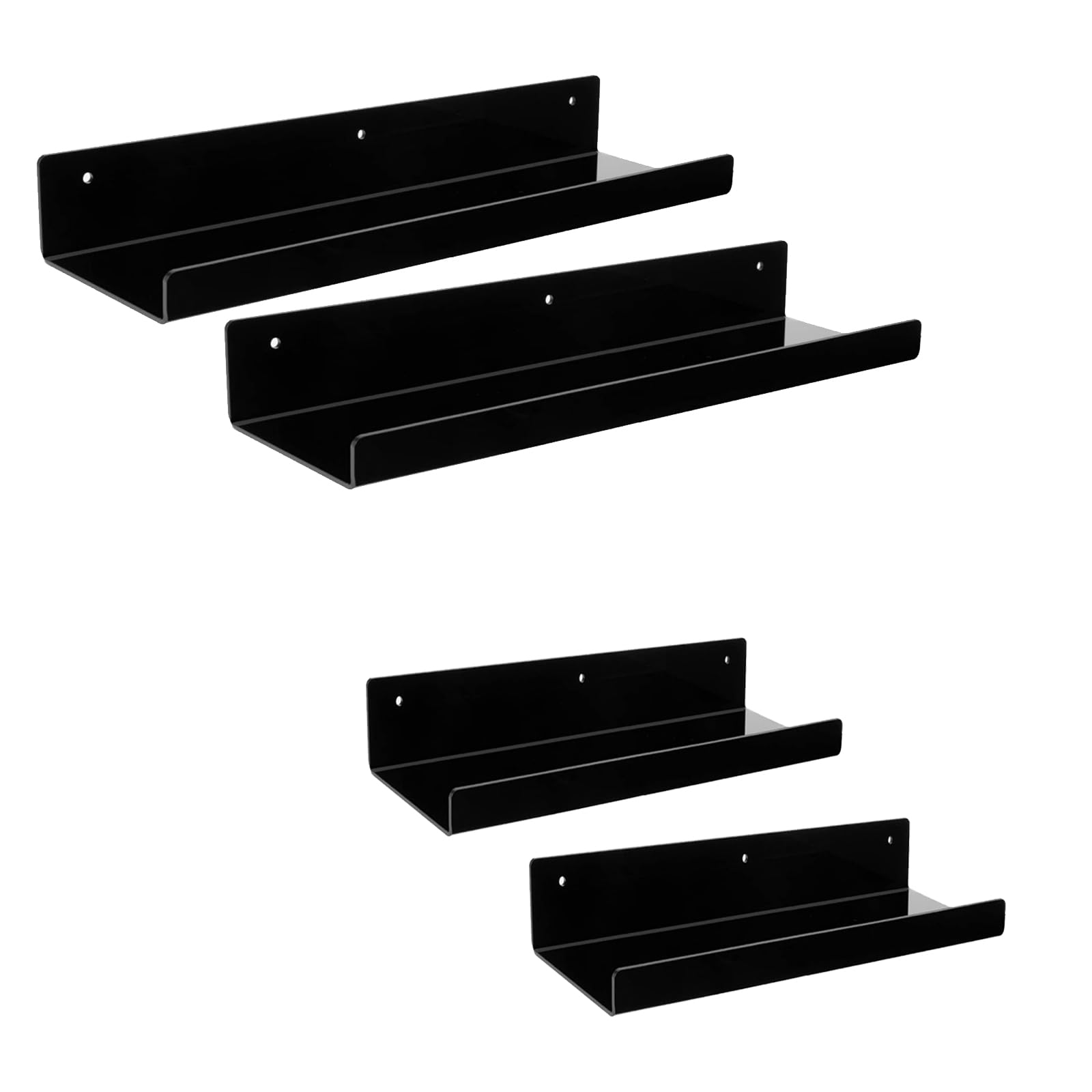 Tsophreniq Of 4 Floating Wall Shelves Hanging Book and Record Display Racks Stylish Kitchen Accessories Organization Supplies Book Display Ledges