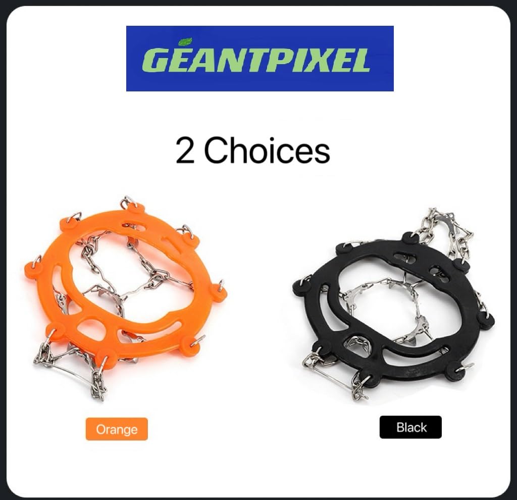 Crampon Antidérapant pour Chaussures,10 Dents Crampons avec Acier au manganèse,Crampons randonnées avec étui (Black)