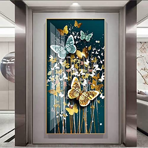 Affiches impressions sur toile arbre doré papillon chinois art mural salon 70x140