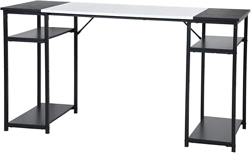 Miniatura 6 de FurnitureR Escritorio de computadora con parte superior de madera de 47.2 pulgadas, mesa de escritura moderna y simple para computadora portátil con