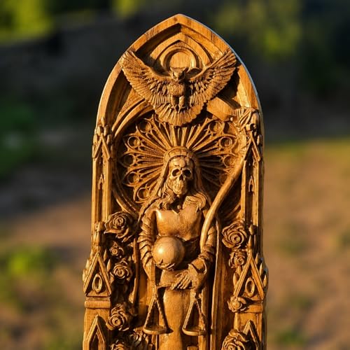 Estatua de Santa Muerte en Madera para Altar Hogar miniatura 4