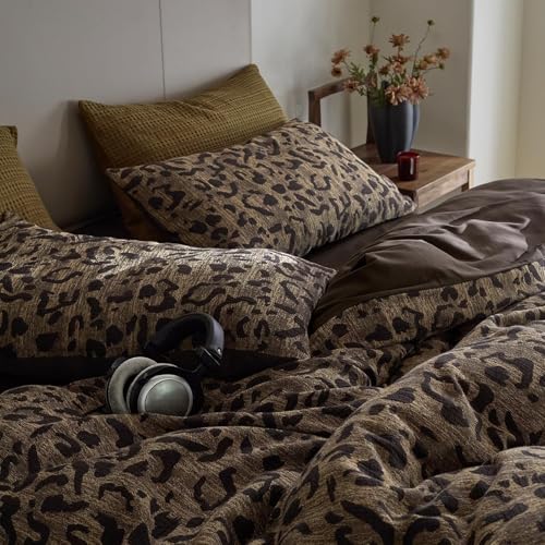 Freyamy Leopard Bettwäsche 135x200 4teilig Braun Leoparden Bettwäsche Set – Ansicht 2