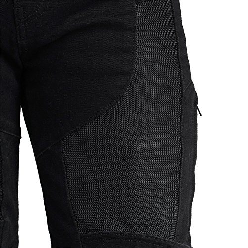 MAXLER JEAN Summer Biker Jeans for men - Slim Straight Fit Motorcycle Riding Pants, 1614 Black (Size 40)