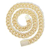 SCWZZWSY 14k de Oro sobre S925 Design Eye Design Men's Hip-Hop Collar con Micro-Pave MOISSANITE CUBINITA Cubana, Regalo Bling de Estilo Callejero