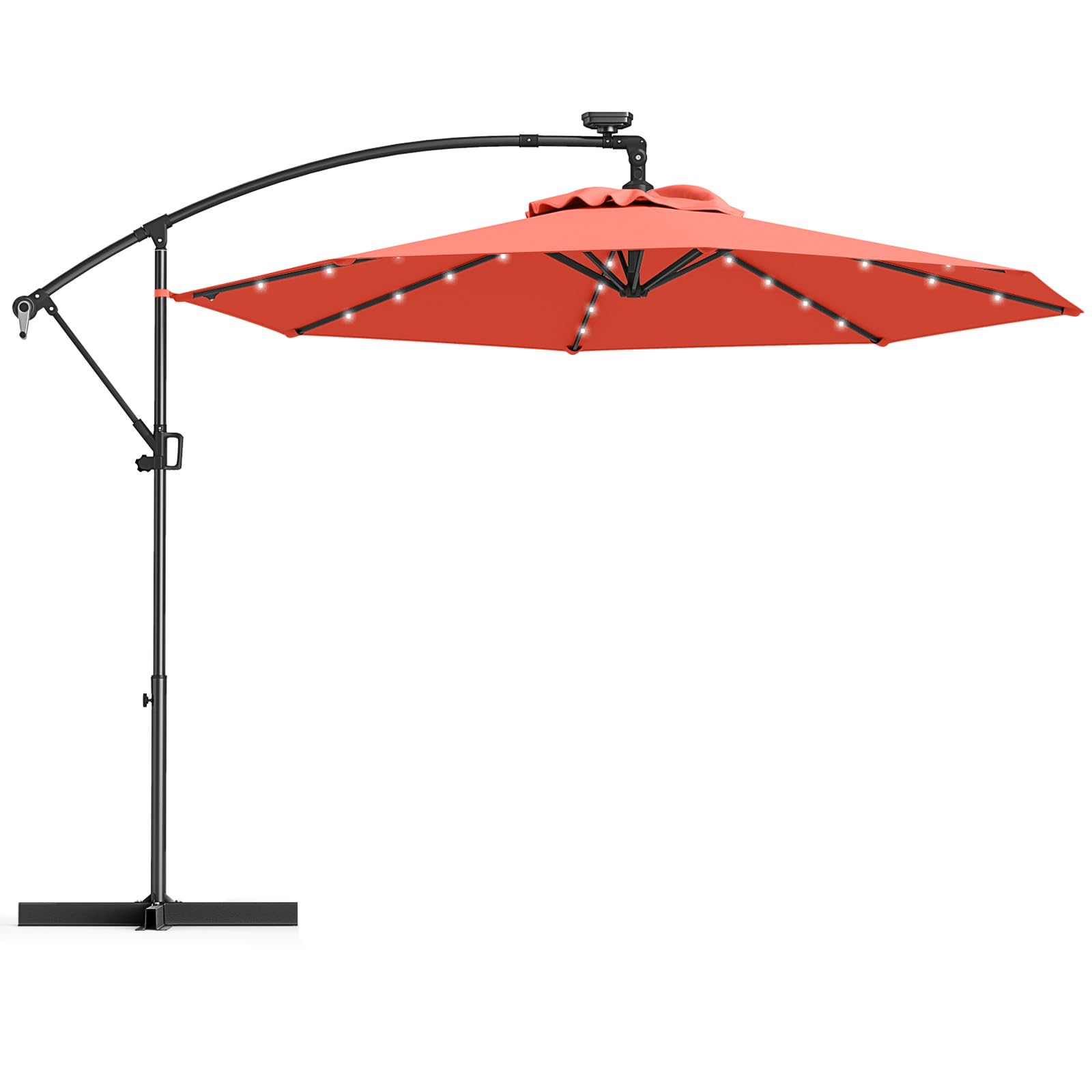 RELAX4LIFE Sombrilla de jardín de 300 cm, sombrilla parasol con luces LED, inclinación ajustable, sombrilla de exterior para patio, patio, restaurante o bar