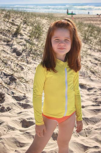 Image of Girls Long Sleeve Swim Shirt UPF 50+ Rash Guard One Piece Zipper Swim Shirt