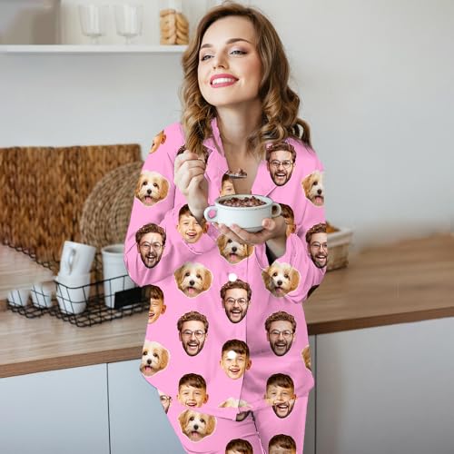 Custom Face Pajamas Set for Women Men, Personalized Pajamas Matching Sets with Face Photo, Customized Pjs Gifts for Christmas4