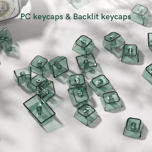 Image of dagaladoo Mint Green Clear keycaps,Transparent Keyboard keycaps,Jelly Key caps Set,Shine Through keycap，MDA Profile Keyboard caps for Mx Switches Mechanical Keyboard(115key)