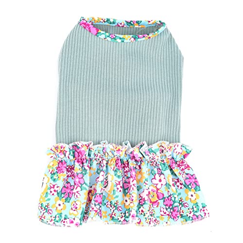 Zunea Dog Dresses for Small Dogs Floral Puppy Princess Dress Summer Female Flowers Pet Clothes Cute Fancy Skirt Soft Doggie Vest Dress Chihuahua Yorkie Apparel Outfits Green XS - Image 4