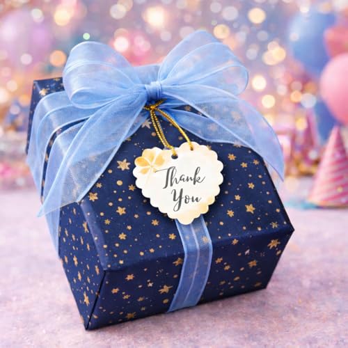 Image of CVANU Heart Shaped Thank You Tags 150-Pcs with Golden String, Floral Design Gift Tags for Wedding Favors| Birthday Party| Small Business Packaging (2.16x2.36 inch) D2