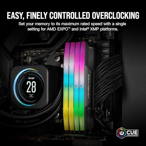 Image of C0RSAIR Vengeance RGB DDR5 16GB (1x16GB) 5200MHz CL40 Desktop RAM, Intel XMP 3.0 & AMD EXPO Compatible, Dynamic RGB Lighting, 1.25V UDIMM Gaming Memory - Gray (CMH16GX5M1B5200Z40)