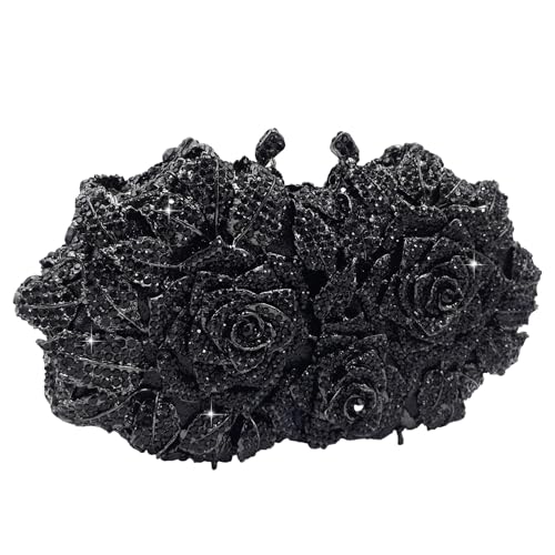 Image of Boutique De FGG Mini Flower Evening Bags For Women Formal,Party Rhinestone Clutch Purses,Wedding Floral Crystal Clutch Bag
