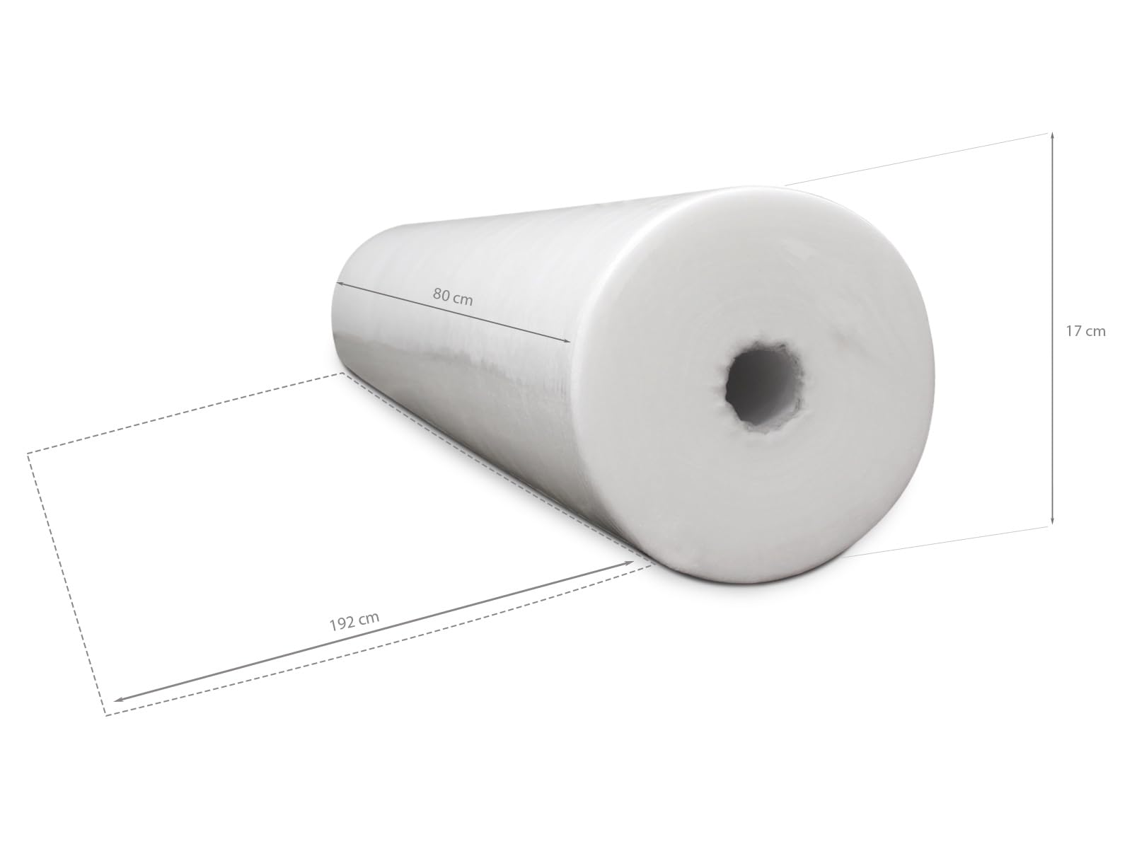 WELLCORE - Sábanas Desechables en Rollo | Precorte de 192 x 80 cm | Papel de Camilla Eco 31g/m2 | 59m de Largo | 80 cm de Ancho | Gramaje 18g, Blanco