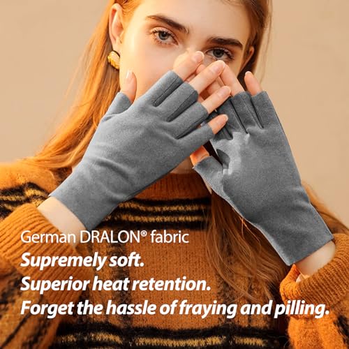 Saywow Typing Gloves For Cold Hands Women Cold Fingers Office Fingerless Thick Long Warm With Fleece For Winter thumb #3