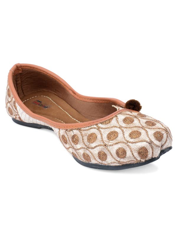 Women Ethnic Footwear Office wear Punjabi Jutti Mojari Copper Side Flip-2-image-33