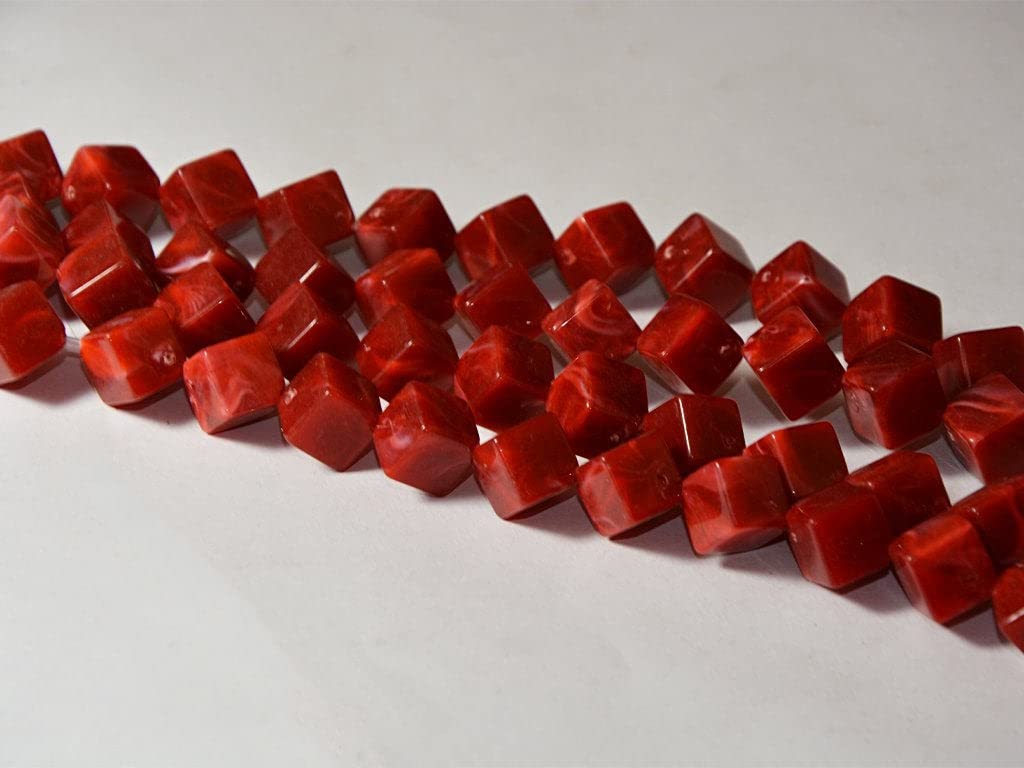 The Design Cart Maroon Cubical Resin Beads for Jewelry Making, Necklace, Bracelet, Dupatta,Size-6 mm,Pack of 1 Line