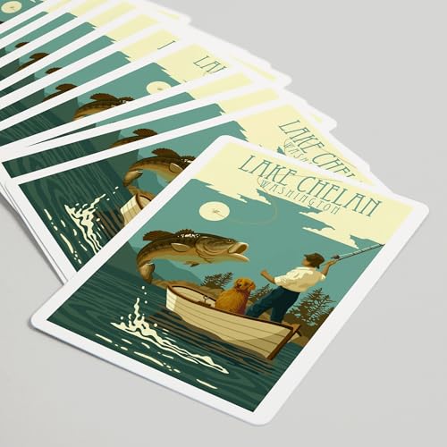 Lantern Press Lake Chelan, Washington, Baraja de Poker 52 Cartas miniatura 5