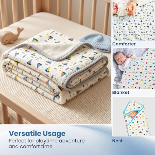 Image of TinyLane - Curated for you! Newborn Baby Gift Set, 100% Cotton, Rompers and Double Layer Blanket, New Born Baby Clothes 0-6 Months