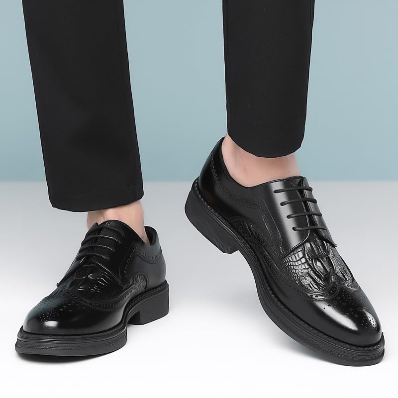 Men's Casual Genuine Leather Lace Up Flats Hand-Sewed Walking Driving Loafers Shoes Genuine Business Brogue Handmade Formal Oxfords Shoe for Men4