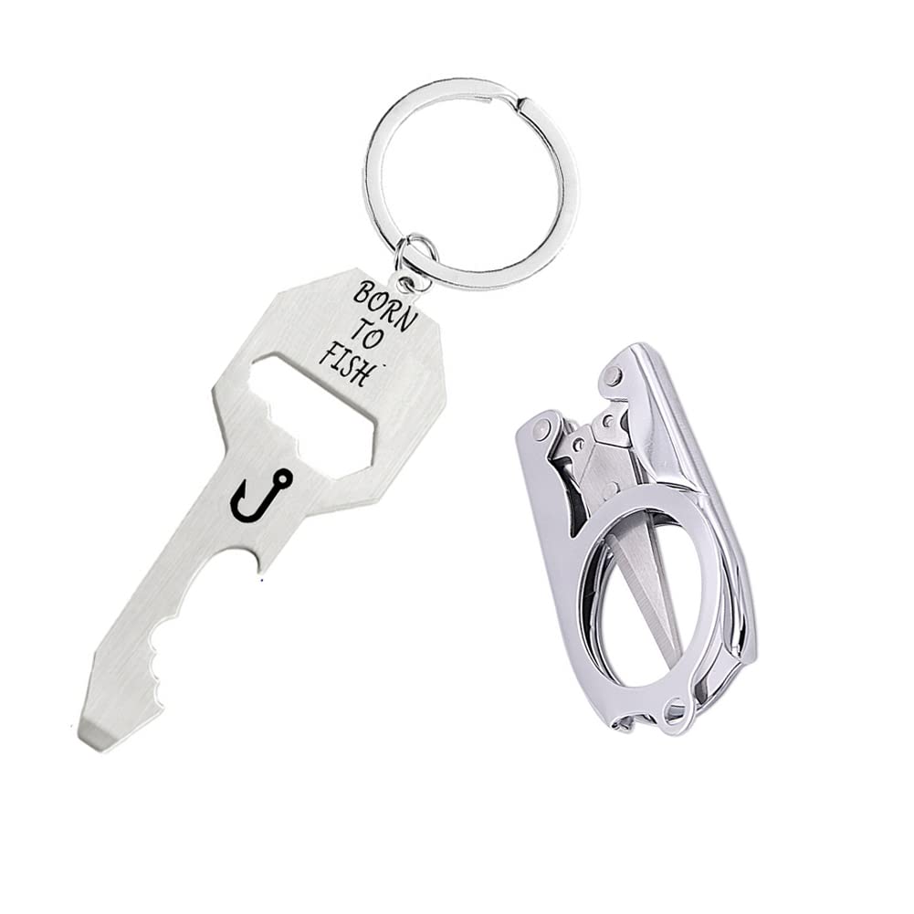FASPLOREMulti-Tool Keychain Gift for Dad Husband Boyfriend Fishing Lover