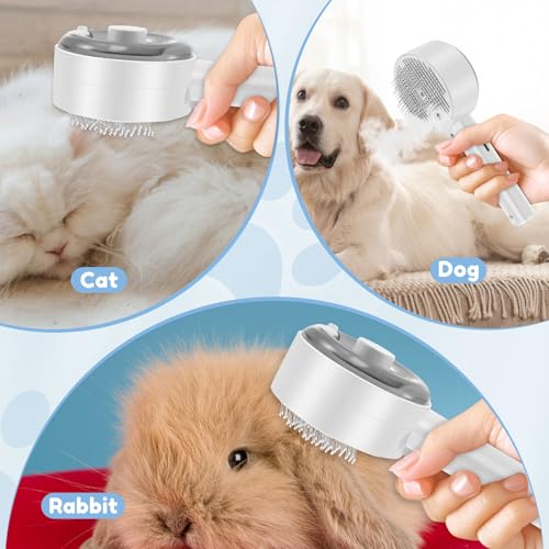 Image of Cat Steam Brush for Shedding - Cloud Care Cat Brush for Indoor, Shedding Steam Cat Brush for Long Short Hair, Pet Grooming Brush with Release Button and Tank for Cats Massage Grooming Self-Cleaning