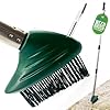 Angled Weed Remover Tool Brush Long Handle with Built-In Weed Scraper Tool, Moss Remover Tool Patio Brush, Metal Bristles for Removing Weeds, Ideal for Garden, Driveway, and Block Paving Patio Cleaner