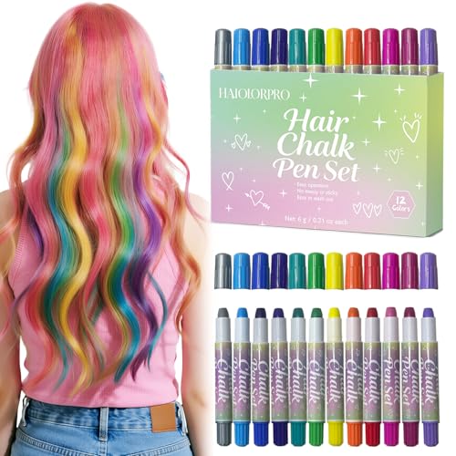HAIOLORPRO Hair Chalk 12 Colors, Temporary Hair Color Washable, Temporary Hair Dye for Kids Women...